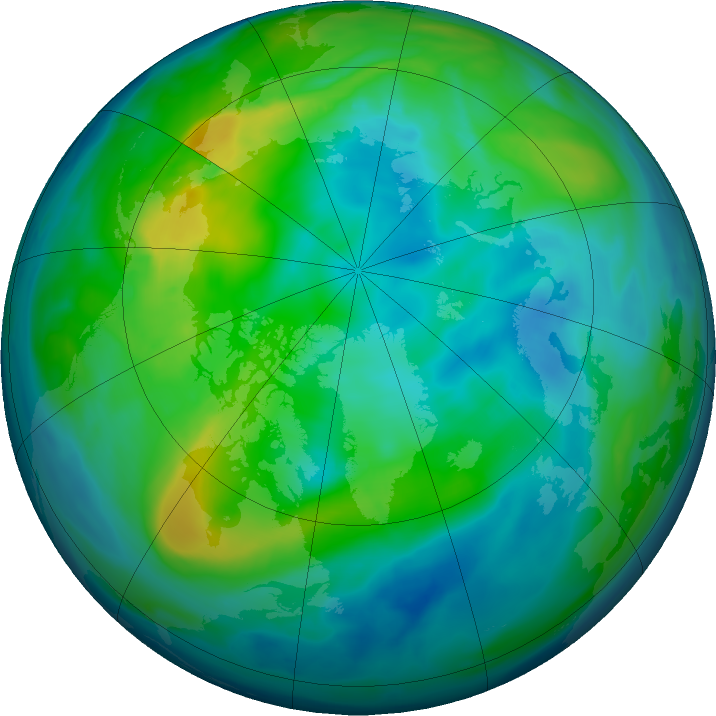 Arctic ozone map for 09 November 2017